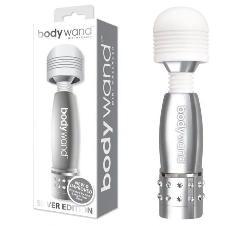 Серебристый жезловый мини-вибратор с кристаллами Mini Massager Silver Edition Серебристый жезловый мини-вибратор с кристаллами Mini Massager Silver Edition