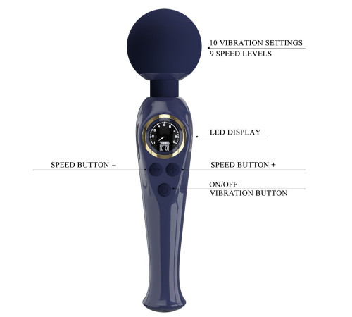 Темно-синий жезловый вибратор Skyler - 22,4 см.