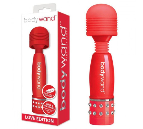 Красный жезловый мини-вибратор с кристаллами Mini Massager Love Edition