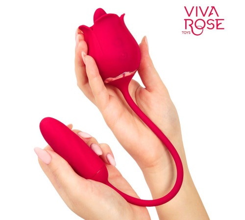 Малиновый двойной вибростимулятор с язычком
