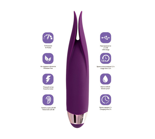 Фиолетовый клиторальный вибростимулятор FLO - 18,5 см.