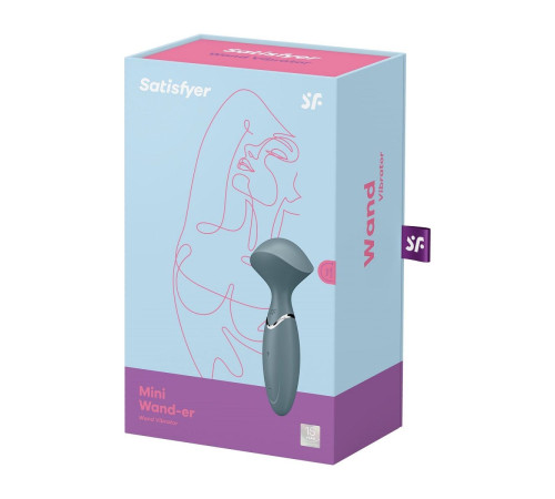 Серый вибромассажер Mini Wand-er - 16 см.