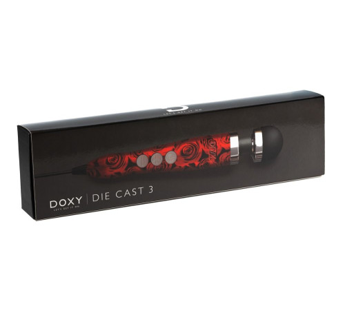 Красно-черный жезловый вибратор Doxy Die Cast 3 с розами
