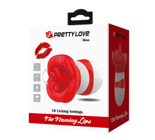 Красно-белый клиторальный стимулятор в форме рта Mina