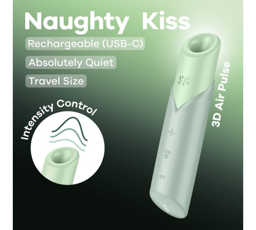 Зеленый вакуумный стимулятор Naughty Kiss