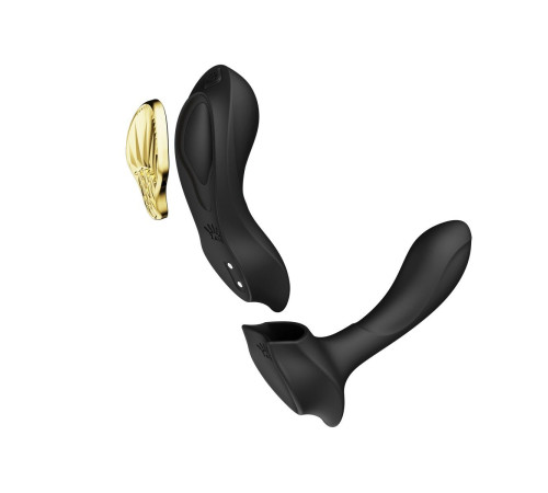 Черный вибромассажёр в трусики Aya с насадкой и пультом ДУ