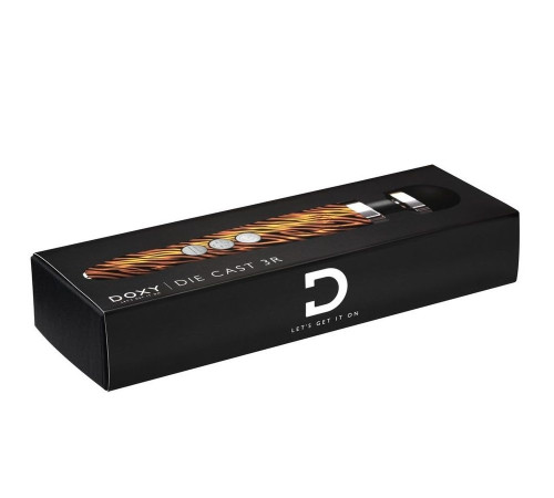 Беспроводной wand-вибратор Doxy Die Cast 3R с тигровым принтом на рукояти - 28 см.