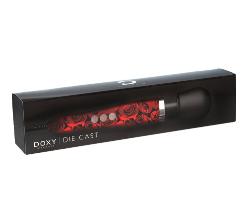Красно-черный жезловый вибратор Doxy Die Cast с розами