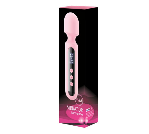 Розовый wand-вибратор с дисплеем