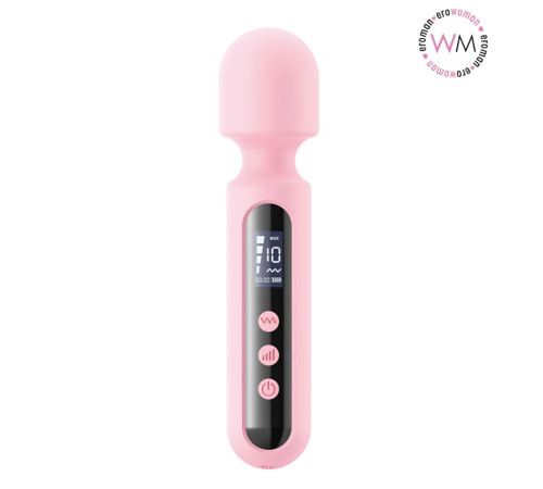 Розовый wand-вибратор с дисплеем