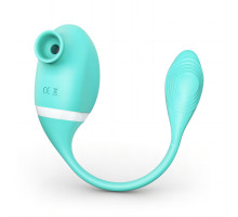 Мятный вакуумный вибростимулятор Tadpole Vibrating Dual Stimulation с виброхвостиком