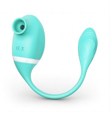 Мятный вакуумный вибростимулятор Tadpole Vibrating Dual Stimulation с виброхвостиком