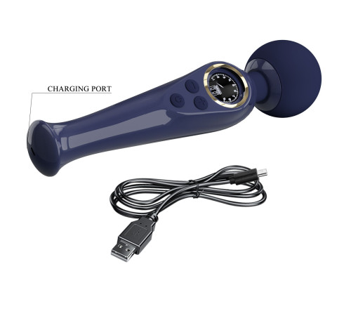 Темно-синий жезловый вибратор Skyler - 22,4 см.