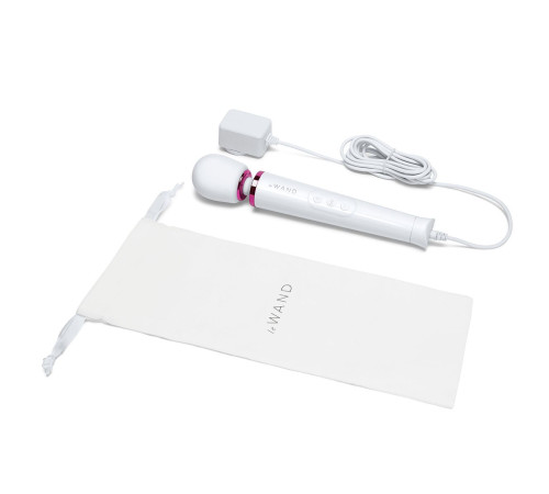 Белый проводной вибратор Le Wand Petite Vibrating Massager - 25 см.