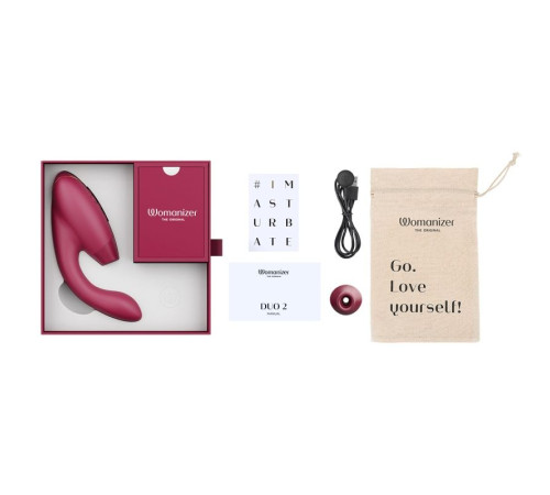 Бордовый бесконтактный клиторальный стимулятор Womanizer Duo 2