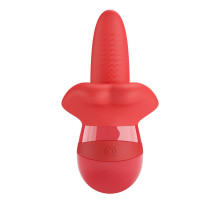 Красный вибратор с подвижным язычком Obelia