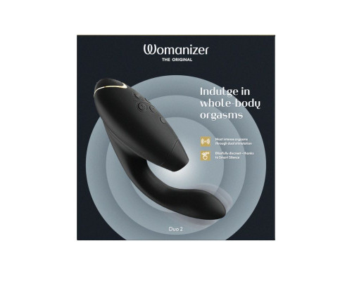 Заказать Черный бесконтактный клиторальный стимулятор Womanizer Duo 2