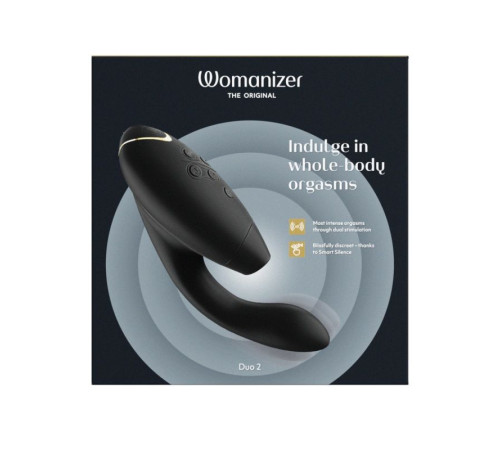 Черный бесконтактный клиторальный стимулятор Womanizer Duo 2