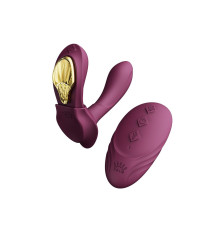 Фиолетовый вибромассажёр в трусики Aya с насадкой и пультом ДУ