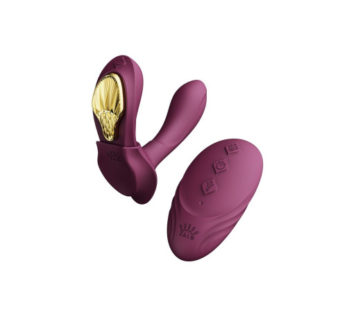 Фиолетовый вибромассажёр в трусики Aya с насадкой и пультом ДУ