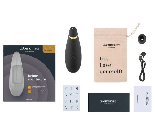 Черный клиторальный стимулятор Womanizer Premium 2
