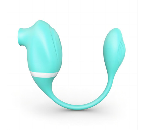 Мятный вакуумный вибростимулятор Tadpole Vibrating Dual Stimulation с виброхвостиком