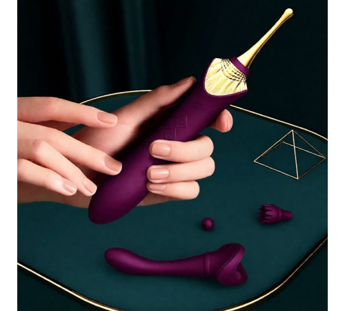 Фиолетовый клиторальный вибростимулятор с насадками Bess