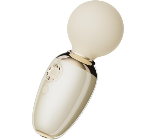 Бежевый мини-вибратор с функцией нагрева Ava