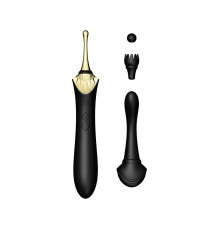 Черный клиторальный вибростимулятор с насадками Bess