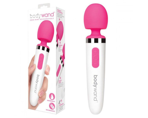 Заказать Розово-белый перезаряжаемый жезловый вибратор Aqua Mini Rechargeable