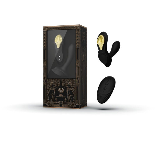 Черный вибромассажёр в трусики Aya с насадкой и пультом ДУ