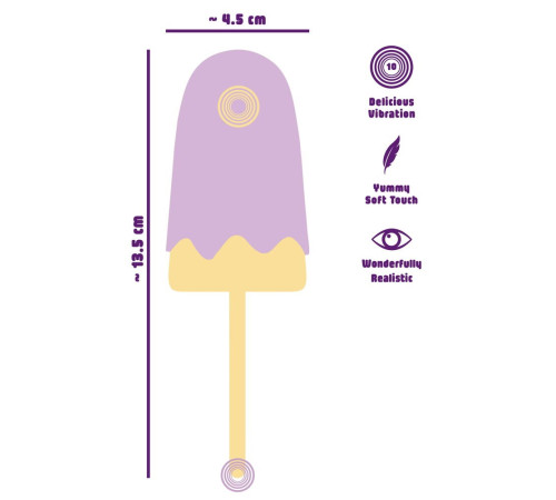 Сиреневый мини-вибратор в форме пломбира Vibrating Popsicle
