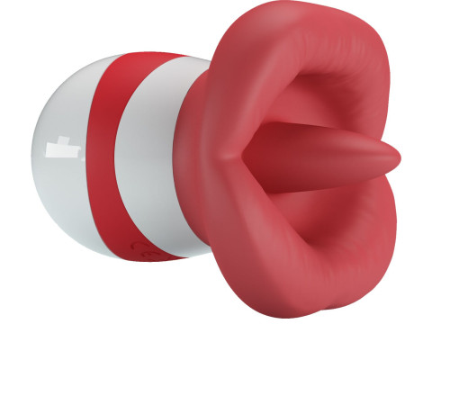 Красно-белый клиторальный стимулятор в форме рта Mina