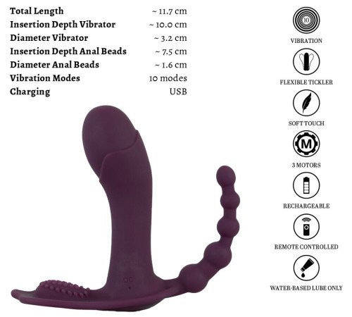 Фиолетовый вибратор для ношения в трусиках ARIVA RC Panty Vibrator