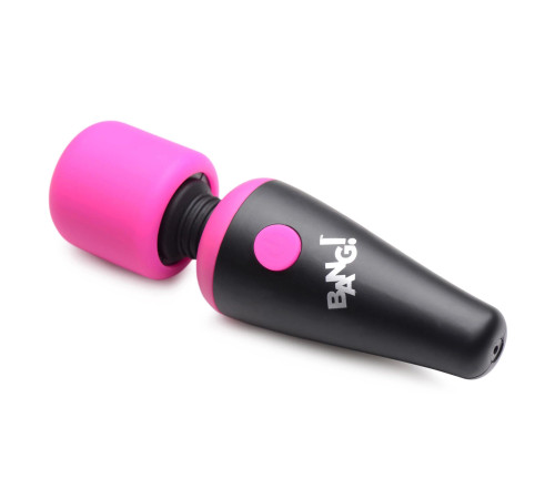 Розово-черный мини-вибромассажер 10X Vibrating Mini Silicone Wand