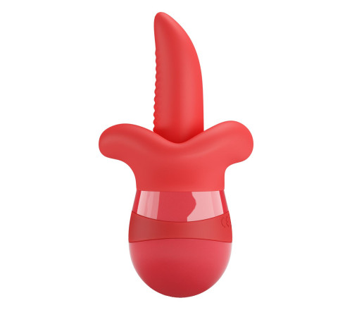 Красный вибратор с подвижным язычком Obelia