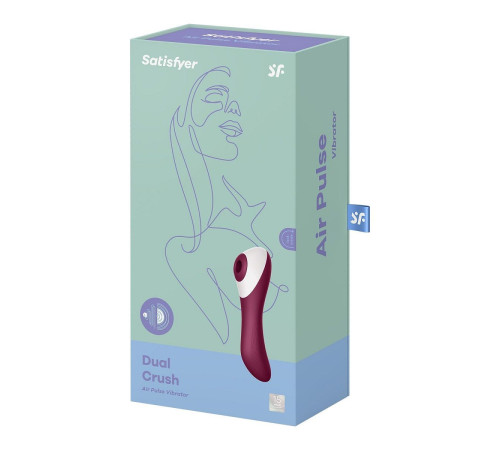 Бордовый вакуум-волновой вибростимулятор Dual Crush