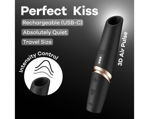 Заказать Черный вакуумный стимулятор Perfect Kiss