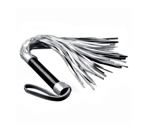 Серебристая плетка Struggle My Flogger с черной ручкой - 45 см. Серебристая плетка Struggle My Flogger с черной ручкой - 45 см.