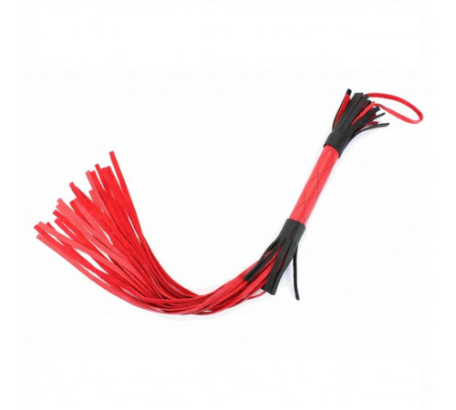 Красно-черная плетка из натуральной кожи - 60 см.