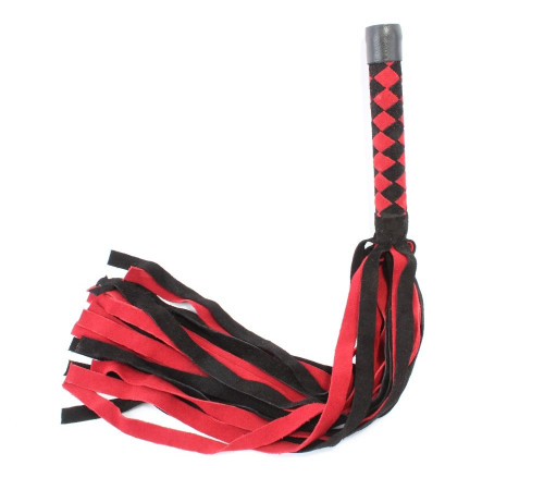 Черно-красная замшевая плеть с ромбами на рукояти - 60 см.