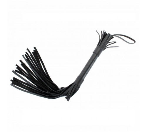 Короткая чёрная плетка из натуральной кожи - 45 см.