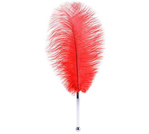 Красное страусиное пёрышко - 40 см.