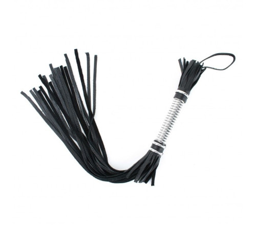 Черная длинная плеть с серебристой ручкой - 60 см.