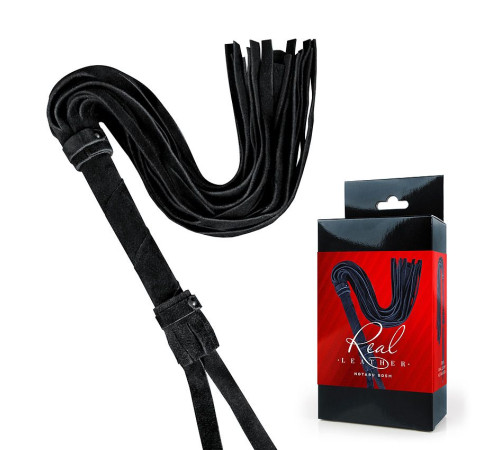 Черная кожаная плеть - 55 см.