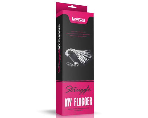 Заказать Серебристая плетка Struggle My Flogger с черной ручкой - 45 см. Заказать Серебристая плетка Struggle My Flogger с черной ручкой - 45 см.