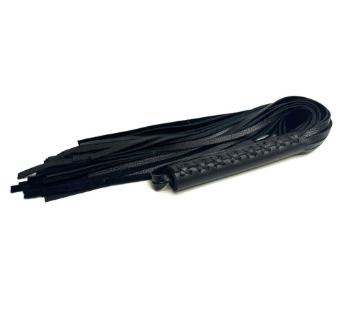 Черная многохвостовая плеть из мягкой кожи - 57 см.