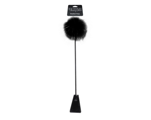 Заказать Черный стек Feather Crop с пуховкой на конце - 53,3 см. Заказать Черный стек Feather Crop с пуховкой на конце - 53,3 см.