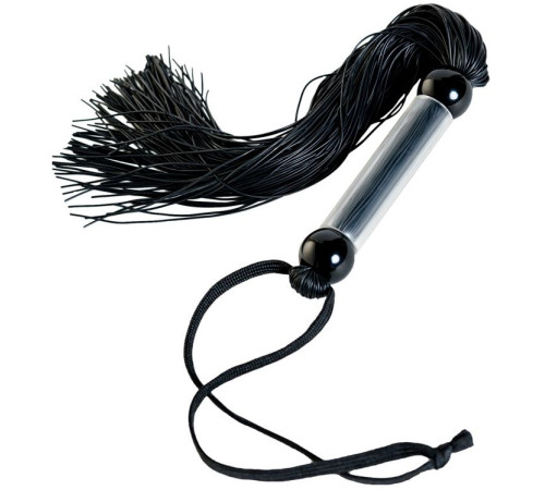 Черный мини-флоггер с резиновыми хвостами - 26 см.