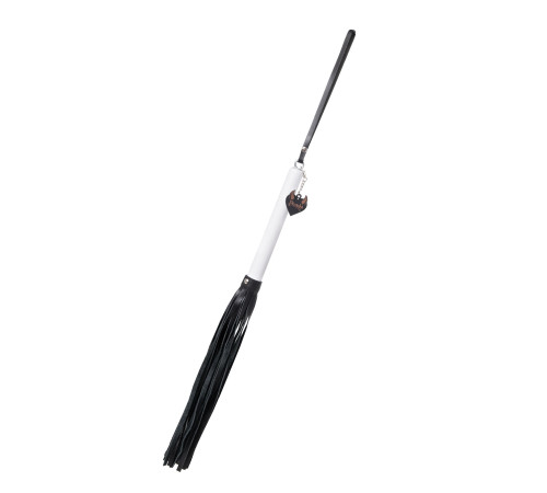 Плеть с белой рукоятью и чёрными хлыстами - 50 см.